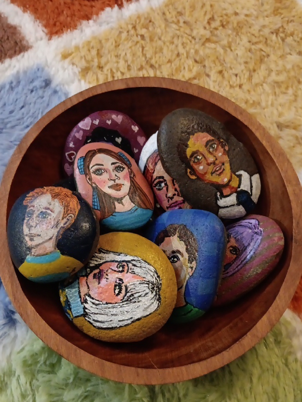 🚫Hand-Painted Portrait River Rocks-Colorful Face🚫Excluded From Sale - Picture 10 of 10